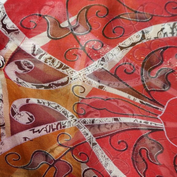 Citron Santa Monica Red Kimono Single Frog Closure Sharkbite Hemline Asian Lite - Picture 4 of 6